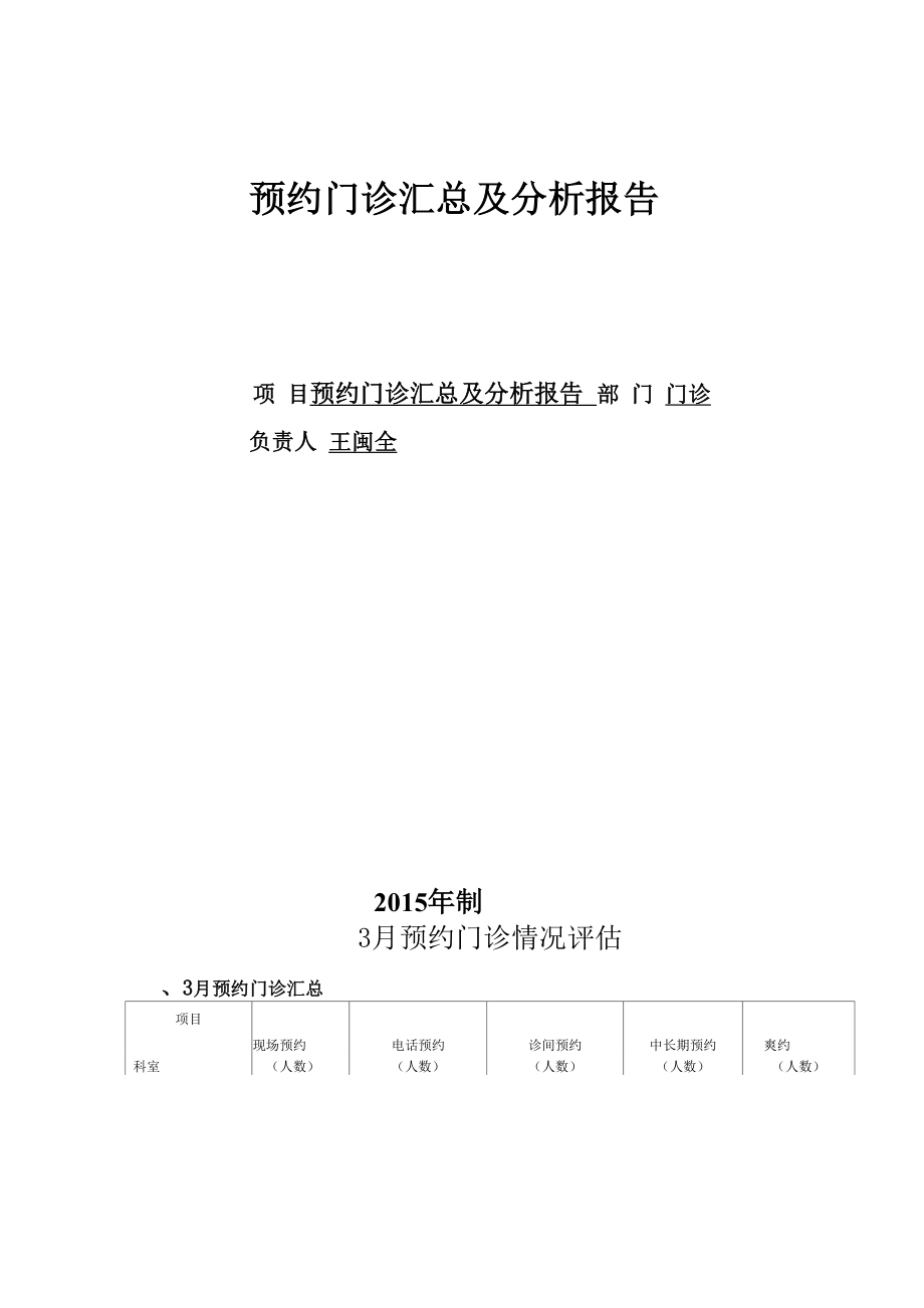 预约门诊汇总及分析_第1页