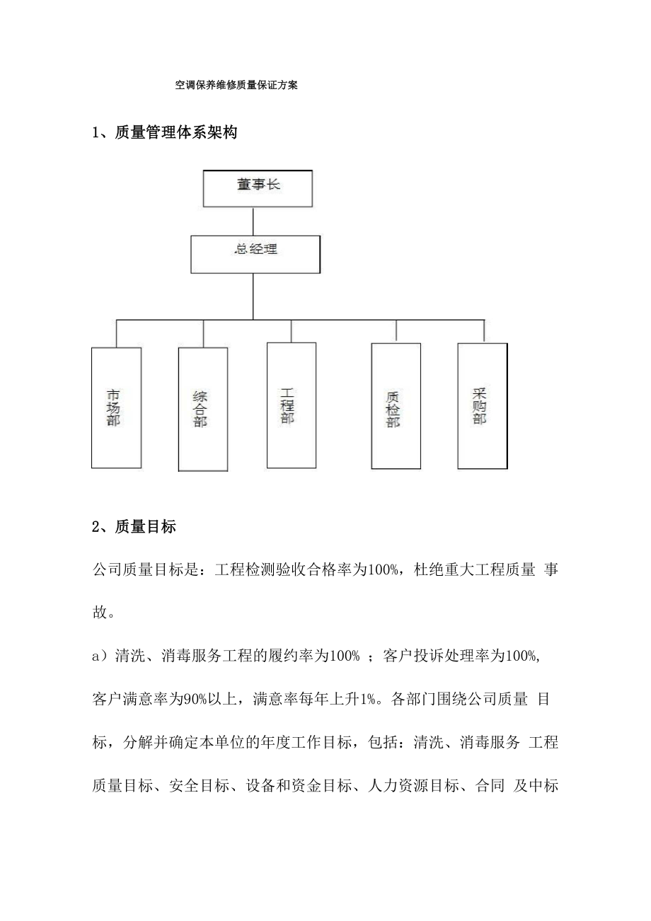 空调保养维修质量保证方案_第1页