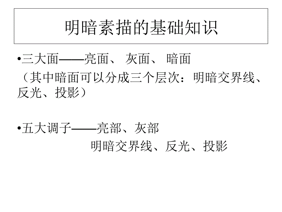 三大面五大调子ppt课件_第1页