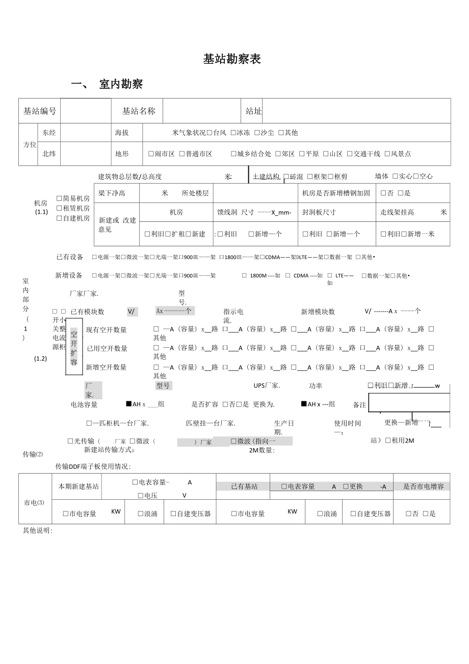 通信基站勘察表_第1页