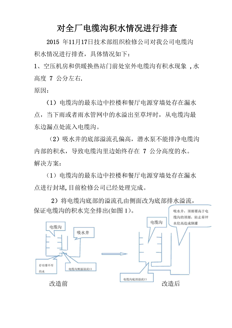 电缆沟积水问题处理方案_第1页