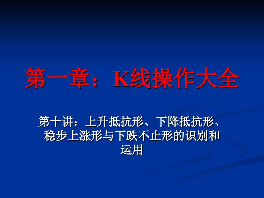 (精品)K线操作大全10：上升抵抗形、下降抵抗形、稳步上涨形与下跌不止形的识别和运用_第1页