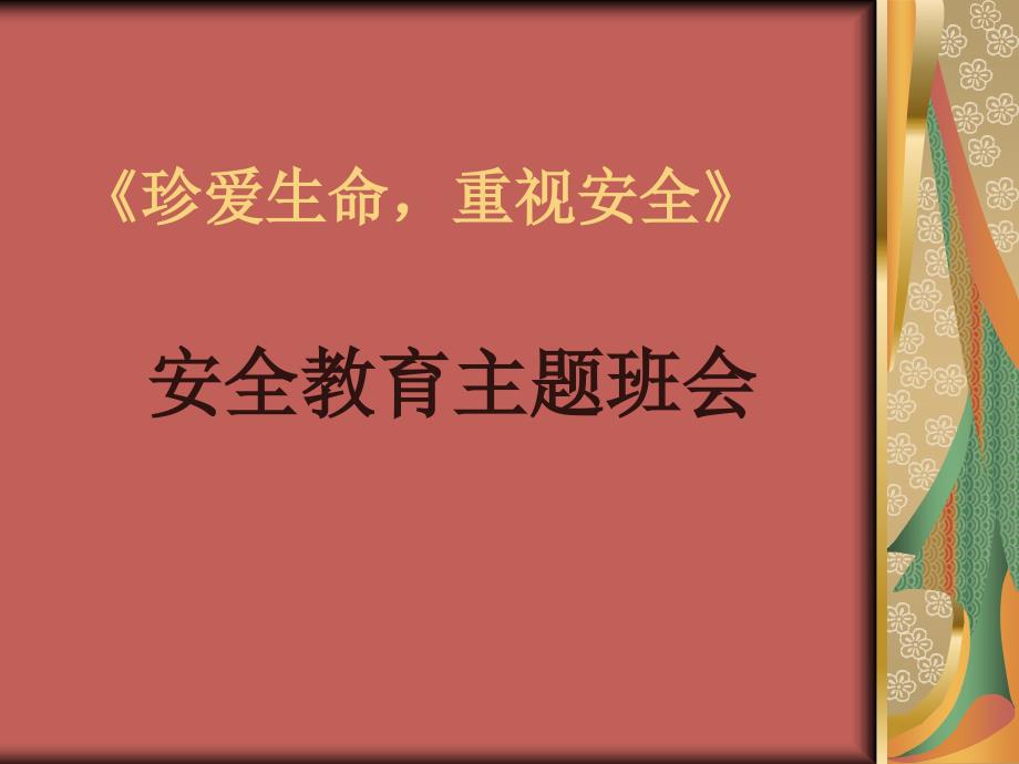 小学四年级主题班会精品课件《珍爱生命重视安全》_第1页