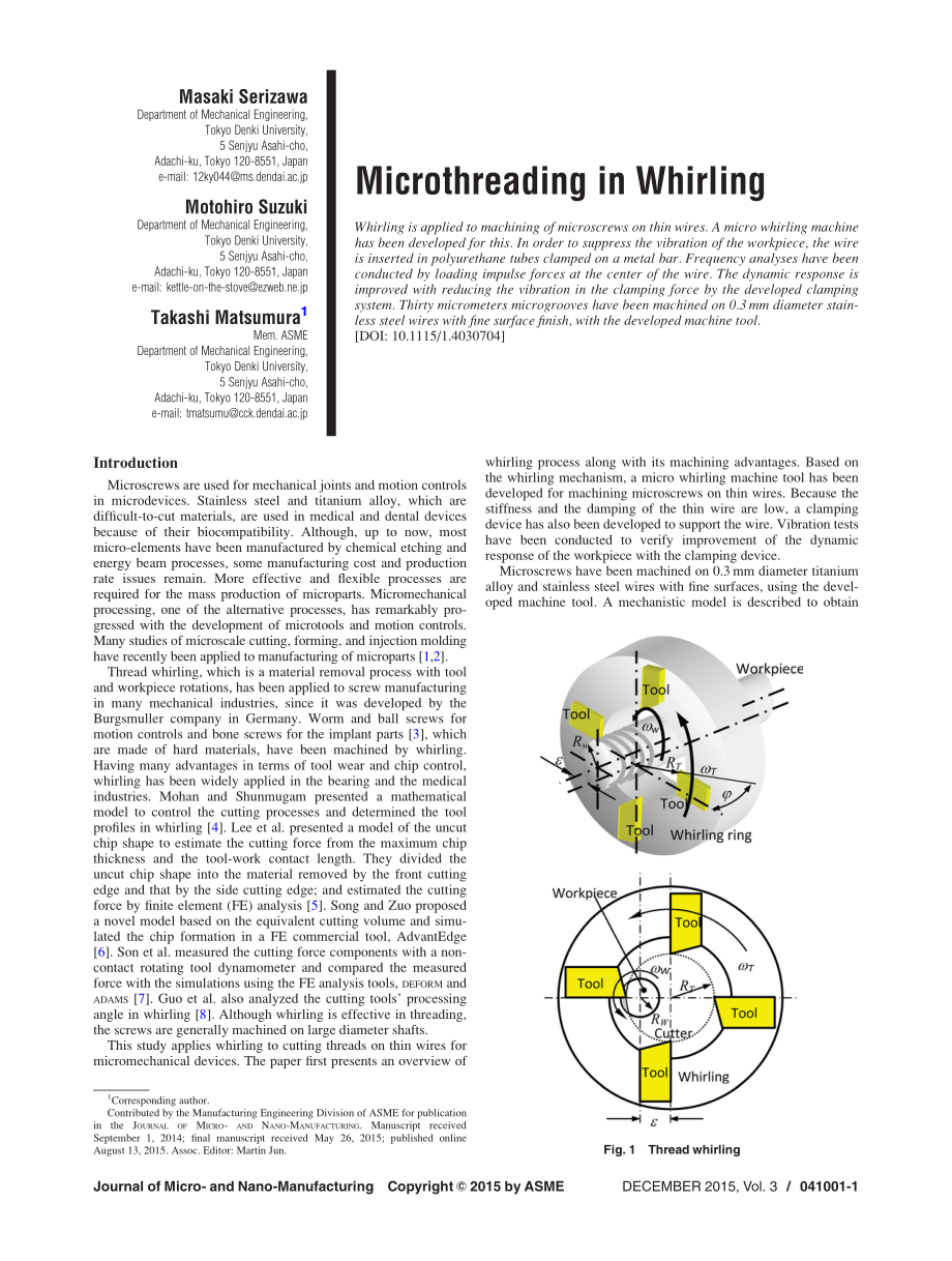 機械專業外文翻譯--Microthreading in Whirling微螺紋的旋風式加工 英文版_第1頁