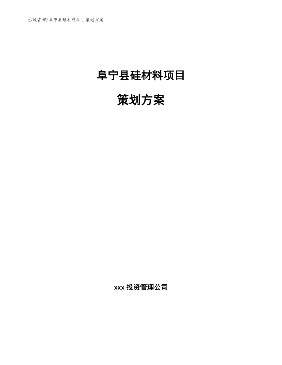 阜宁县硅材料项目策划方案【模板参考】_第1页