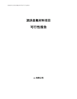 泗洪县氟材料项目可行性报告_范文模板