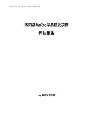 泗阳县纺织化学品研发项目评估报告【范文模板】
