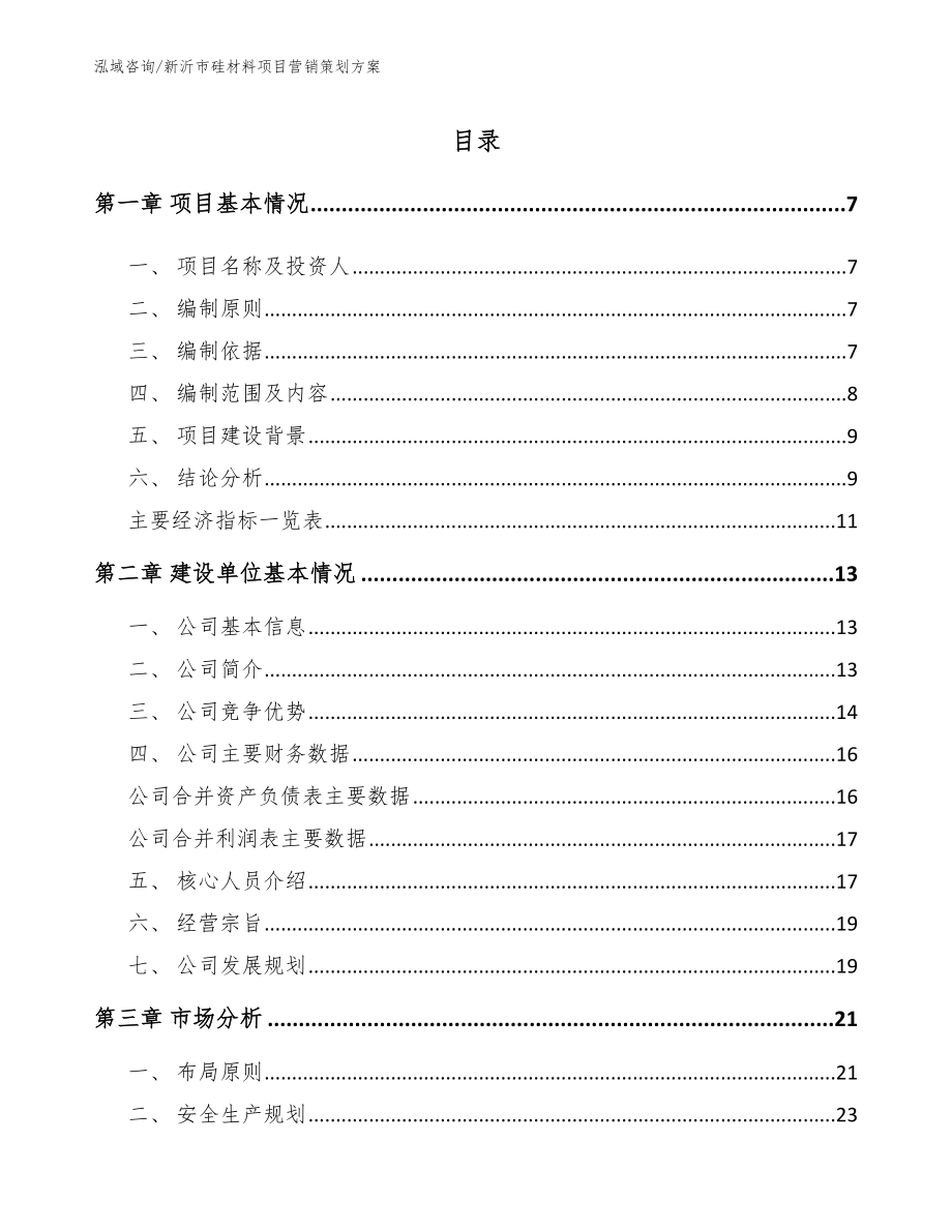 新沂市硅材料项目营销策划方案_第1页