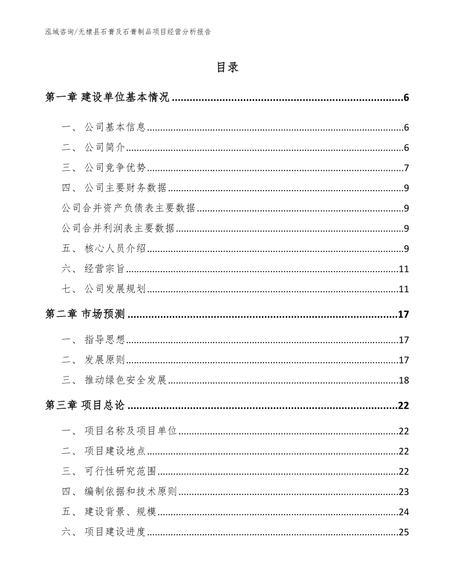 无棣县石膏及石膏制品项目经营分析报告范文模板_第1页