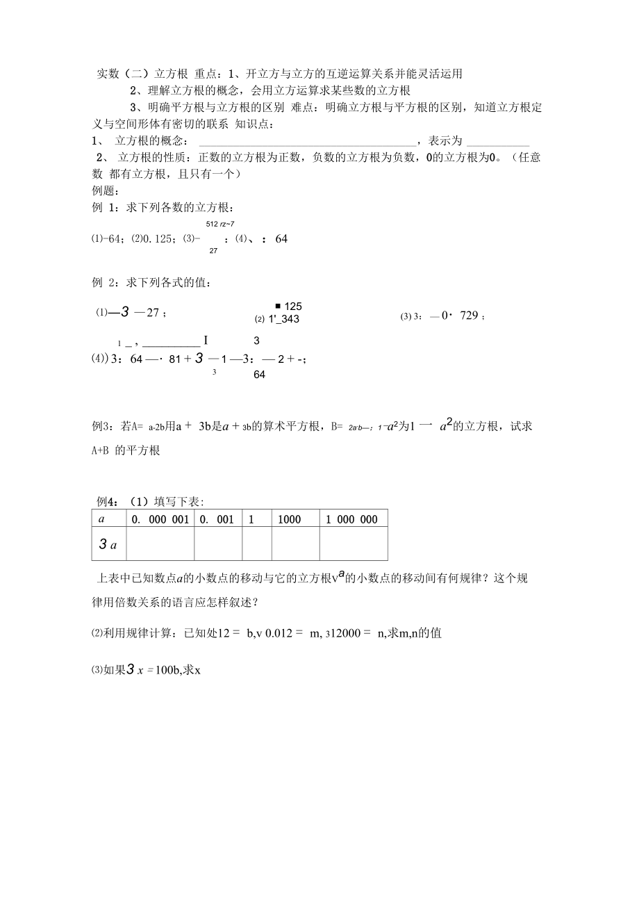 立方根典型例题重难点和练习_第1页