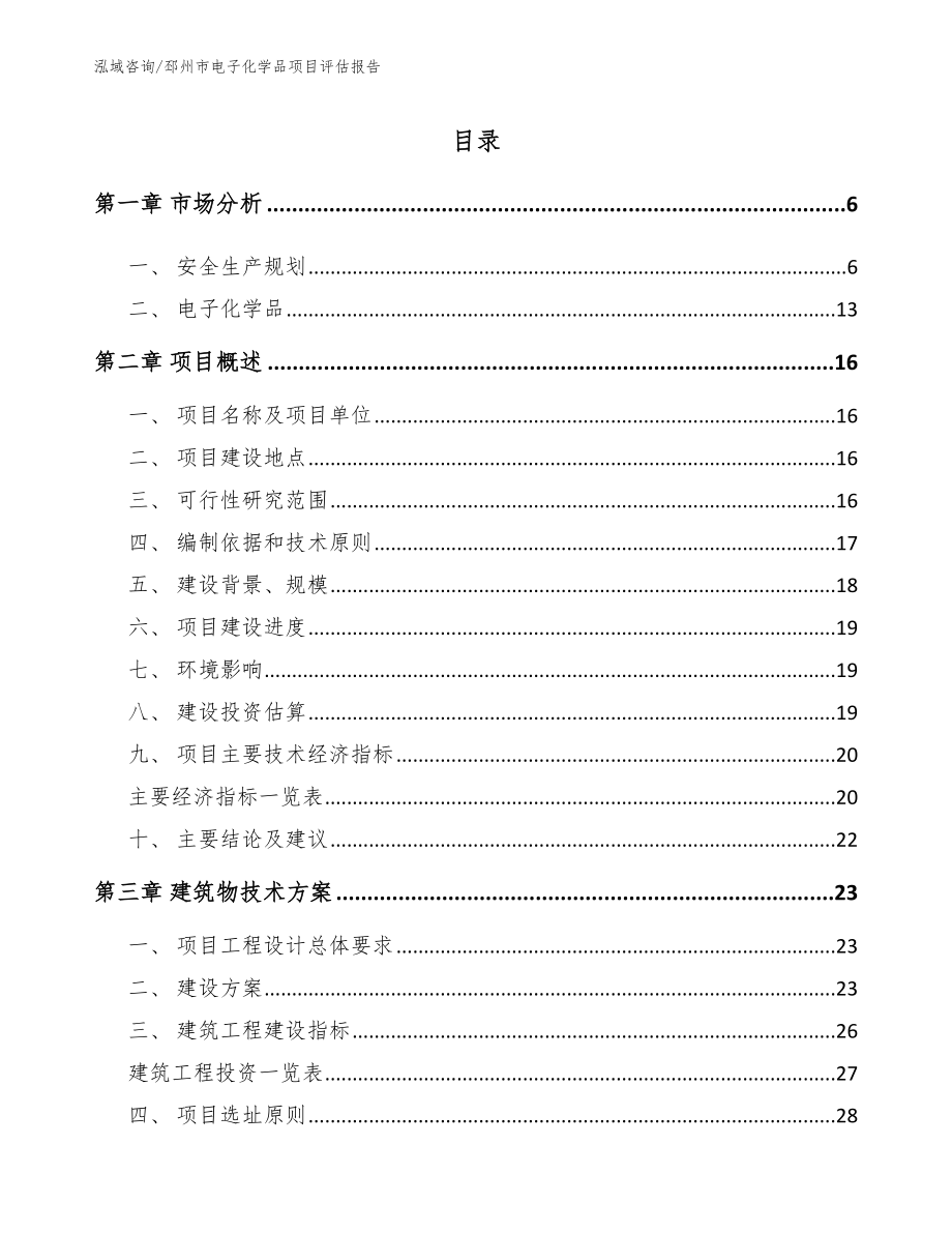 邳州市电子化学品项目评估报告_第1页