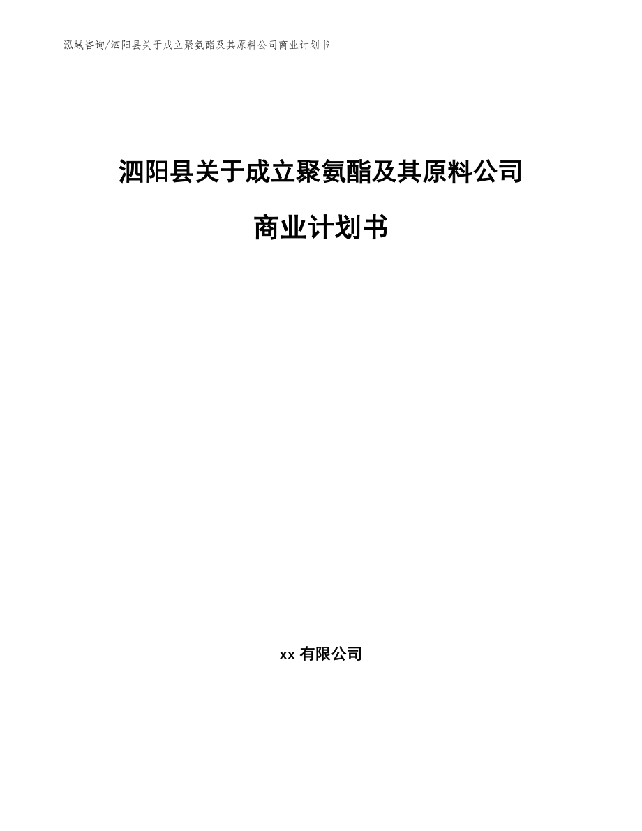 泗阳县关于成立聚氨酯及其原料公司商业计划书模板范文_第1页