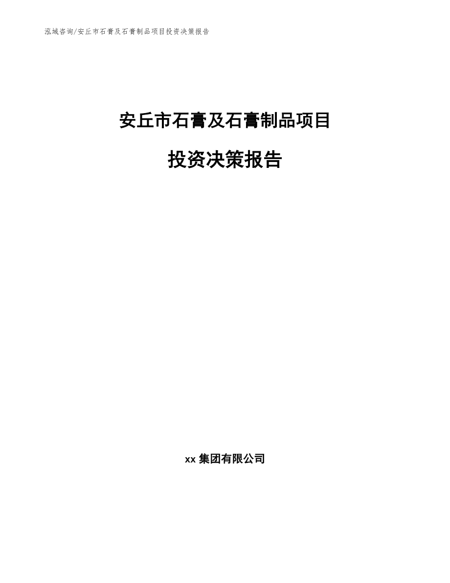 安丘市石膏及石膏制品项目投资决策报告_第1页