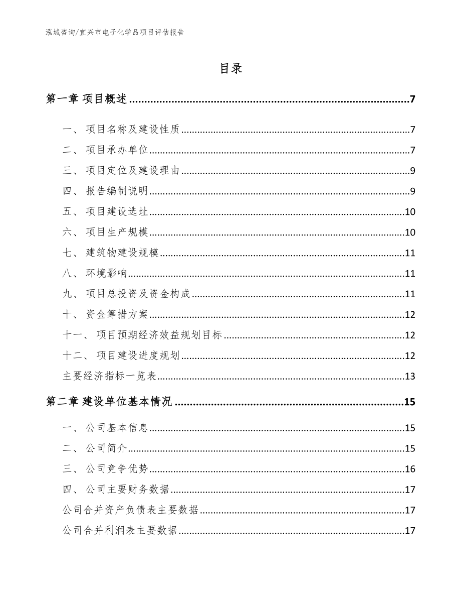 宜兴市电子化学品项目评估报告_参考模板_第1页