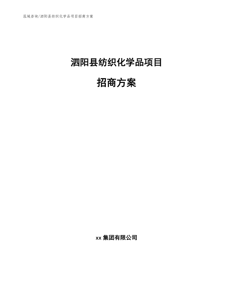 泗阳县纺织化学品项目招商方案模板_第1页