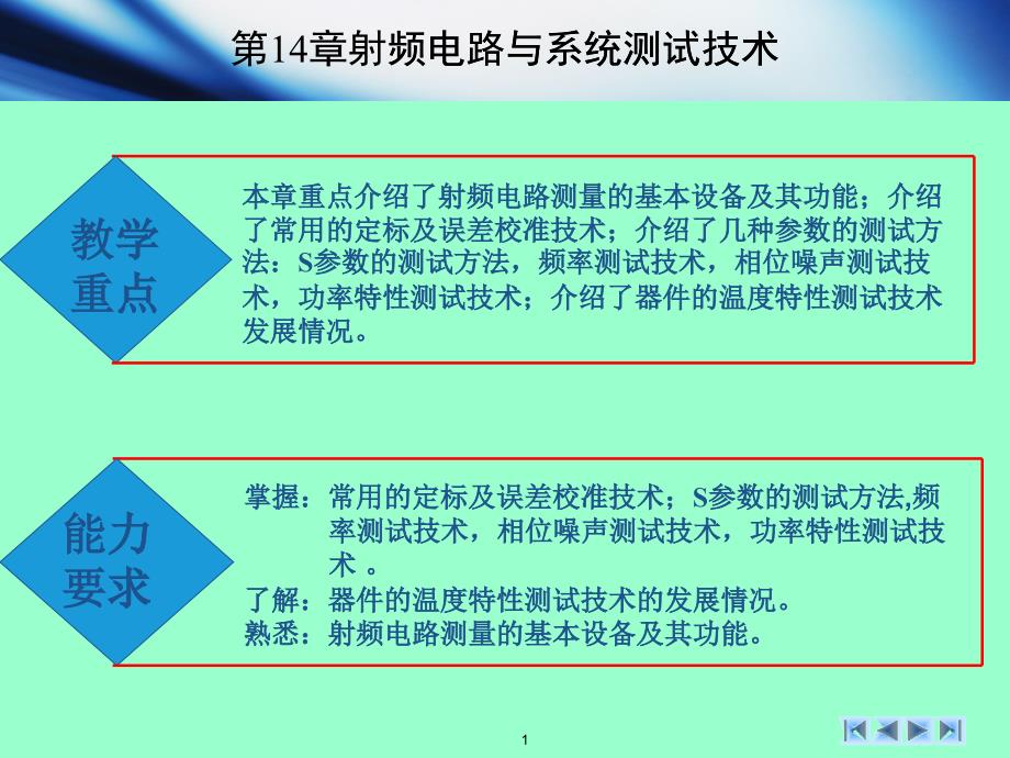 第14章射频电路与系统测试技术无线通信射频电路技术_第1页