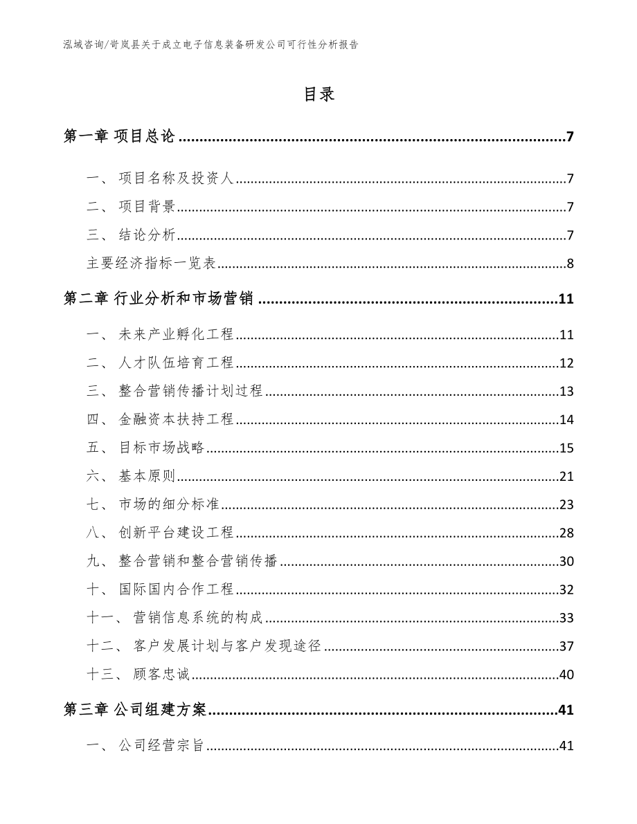 岢岚县关于成立电子信息装备研发公司可行性分析报告_模板范本_第1页