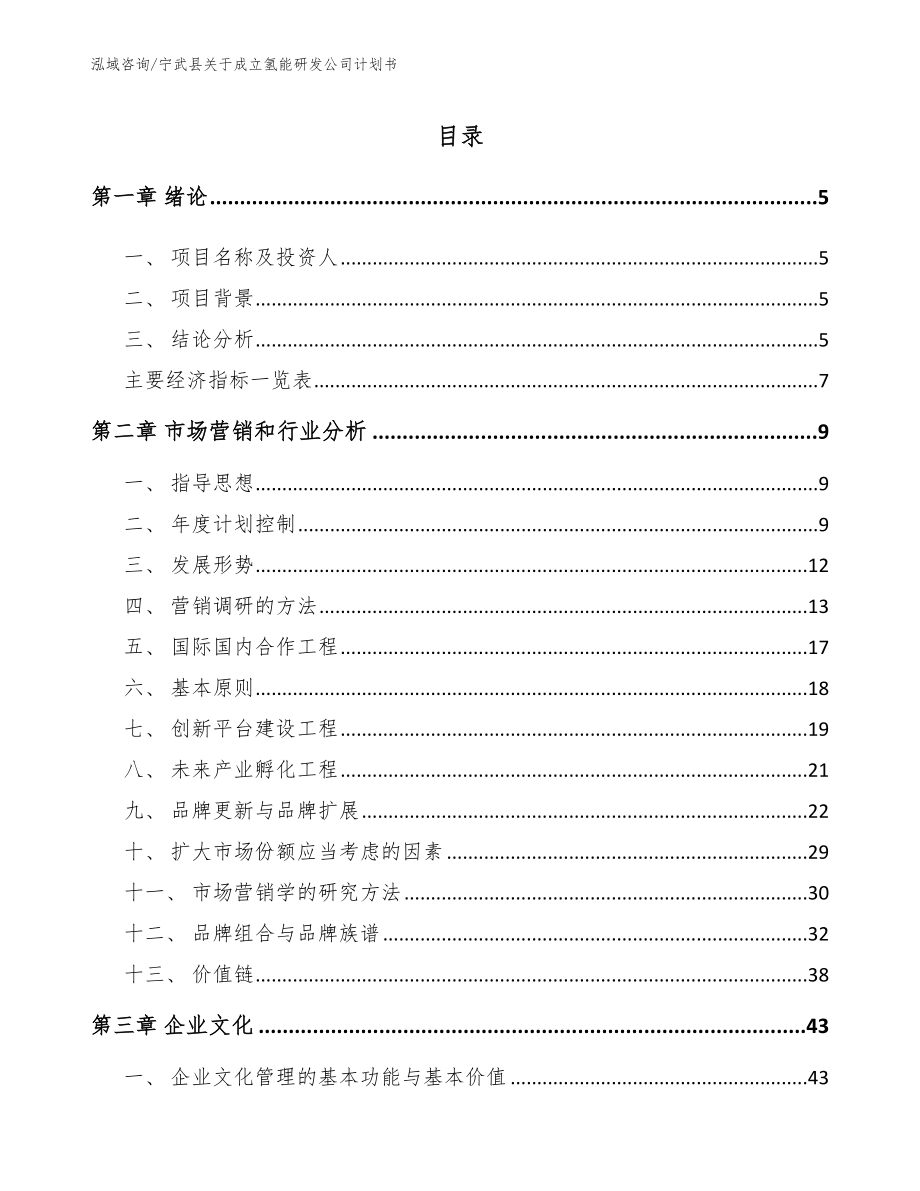 宁武县关于成立氢能研发公司计划书（范文模板）_第1页