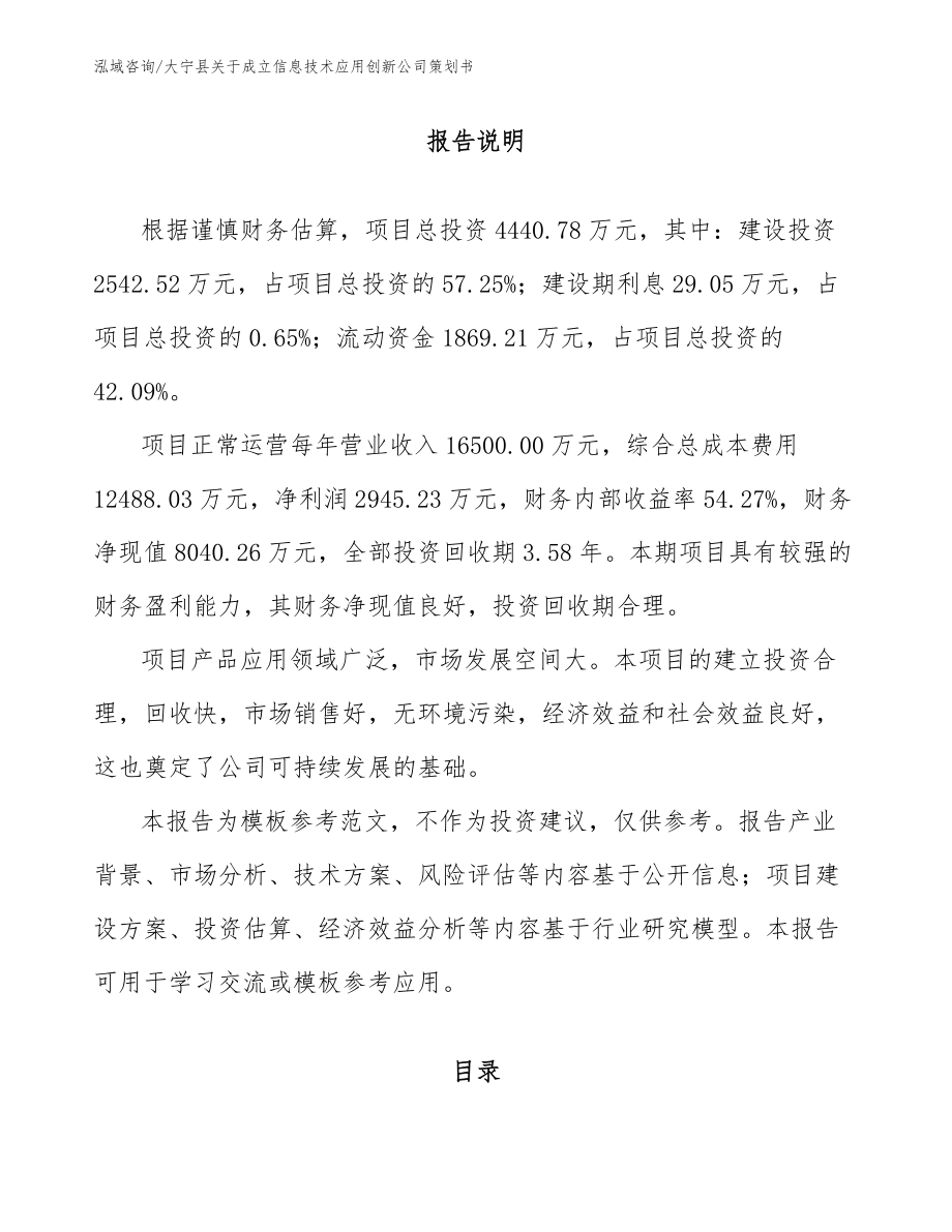 大宁县关于成立信息技术应用创新公司策划书_模板范文_第1页