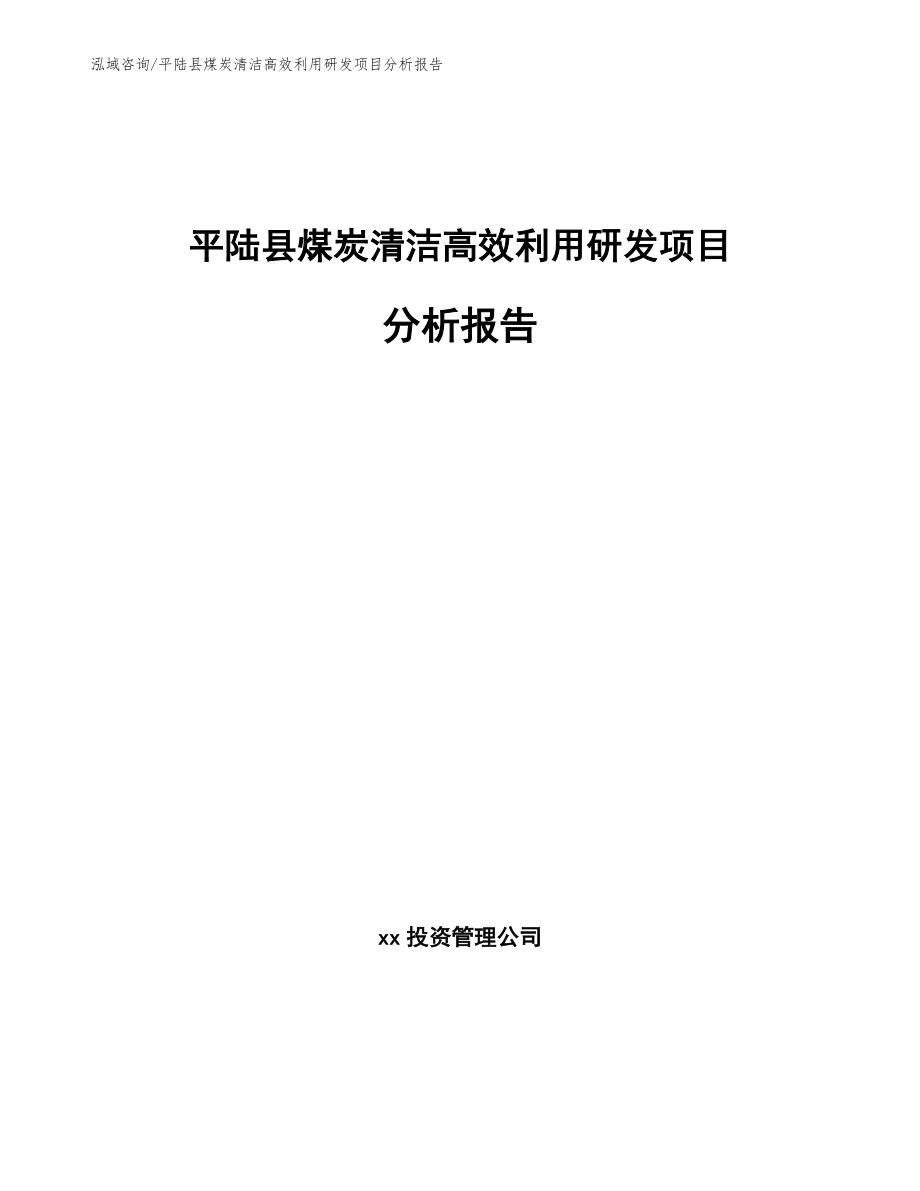 平陆县煤炭清洁高效利用研发项目分析报告模板参考_第1页