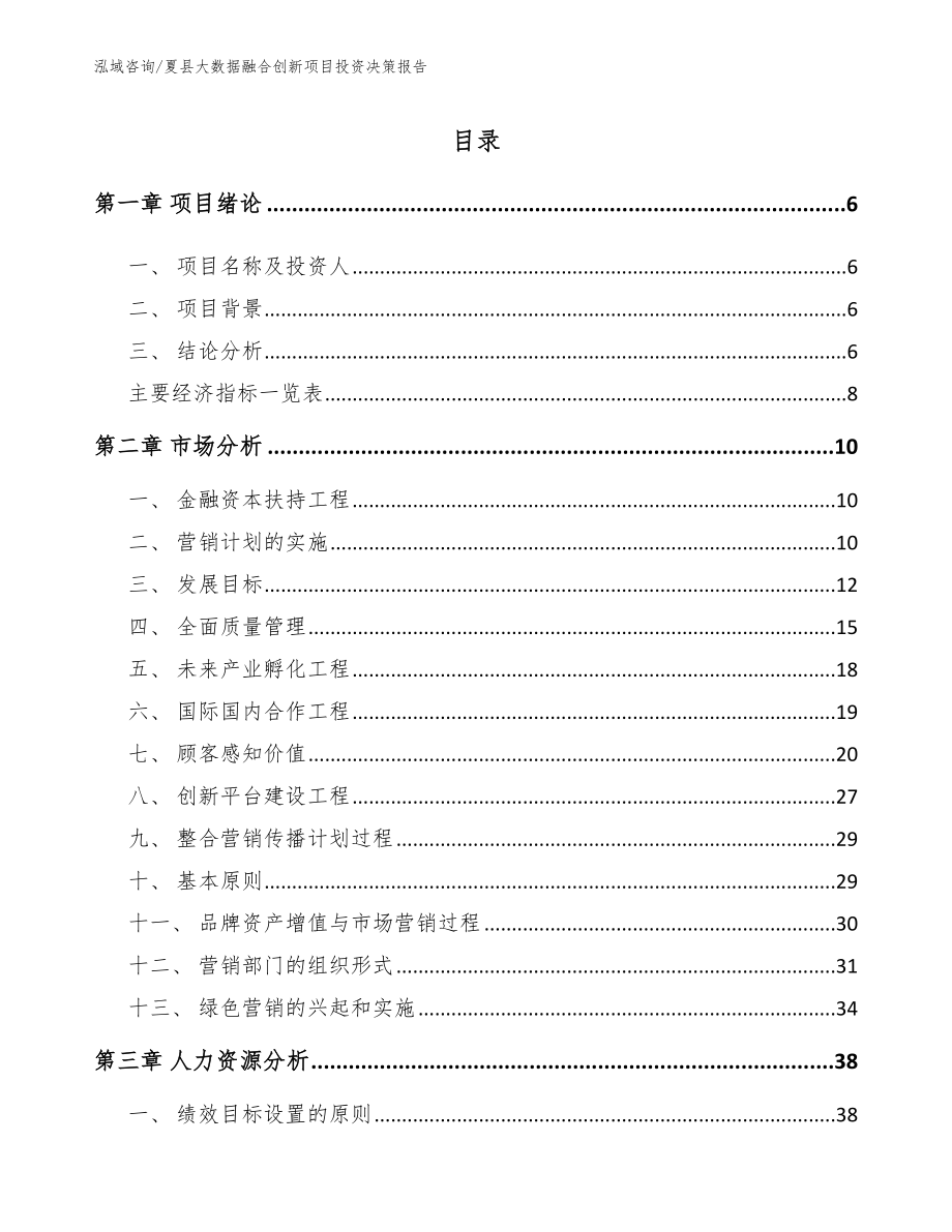 夏县大数据融合创新项目投资决策报告（范文模板）_第1页