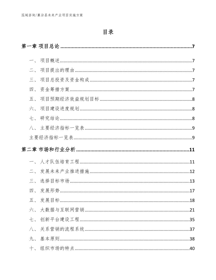 襄汾县未来产业项目实施方案范文_第1页