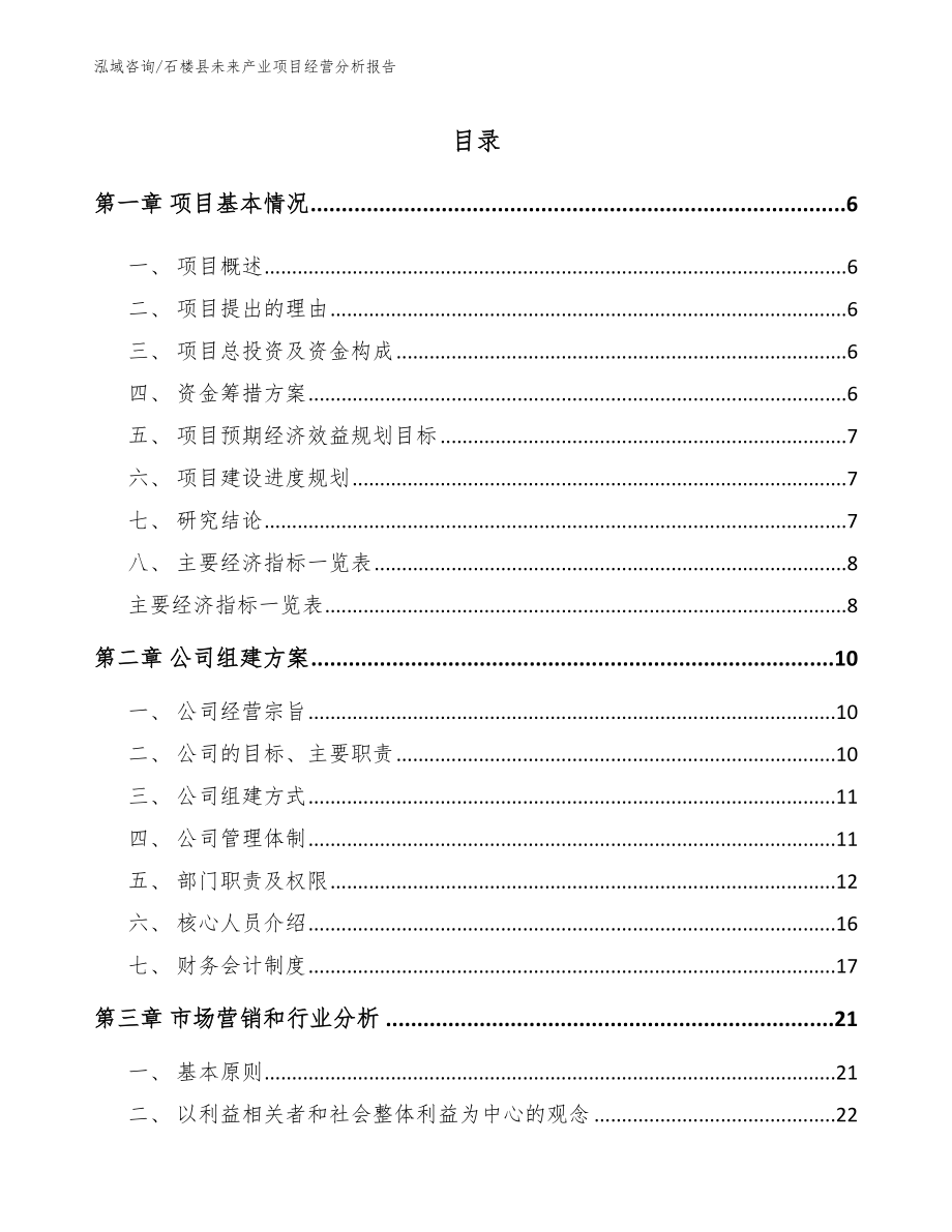 石楼县未来产业项目经营分析报告_参考模板_第1页