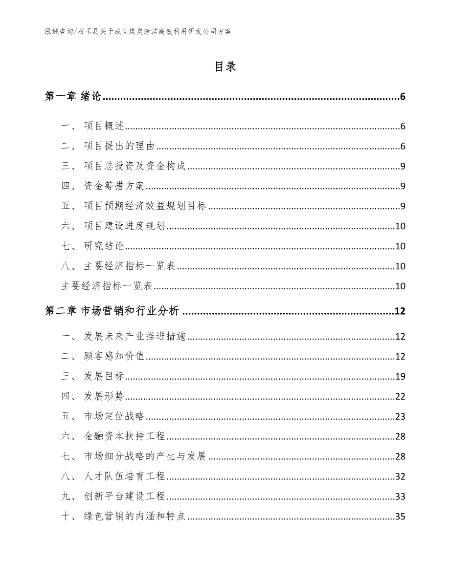 右玉县关于成立煤炭清洁高效利用研发公司方案（模板）_第1页