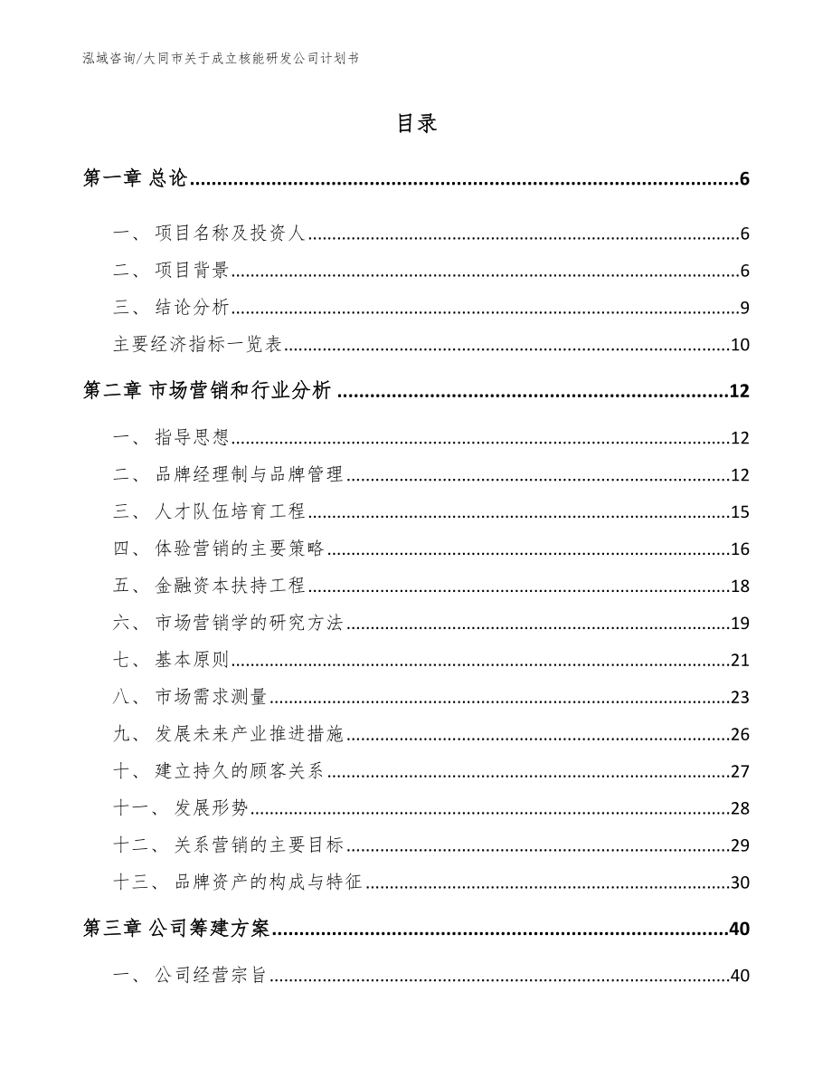 大同市关于成立核能研发公司计划书【模板范文】_第1页