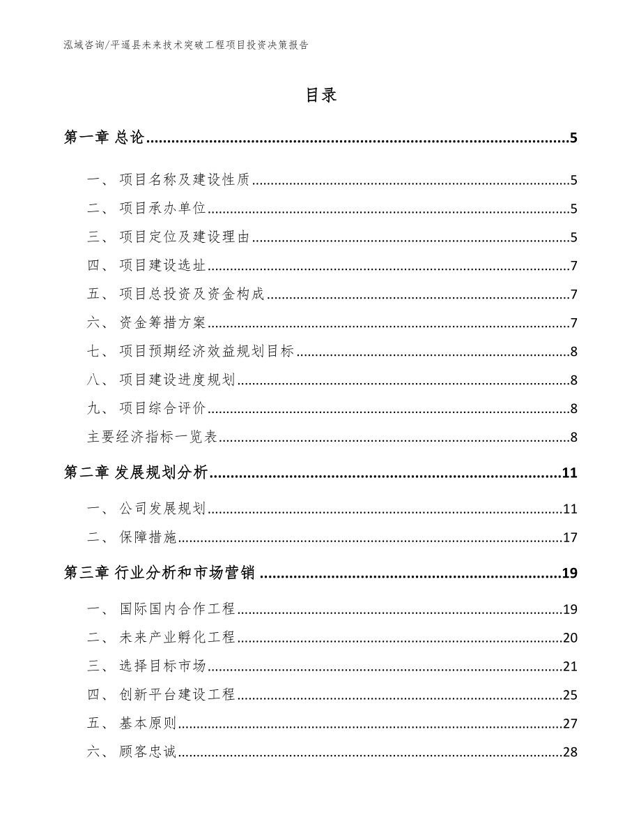 平遥县未来技术突破工程项目投资决策报告【模板】_第1页