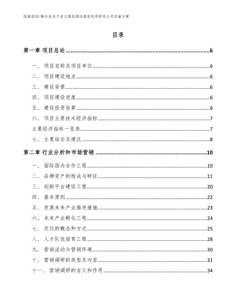 静乐县关于成立煤炭清洁高效利用研发公司实施方案模板参考_第1页
