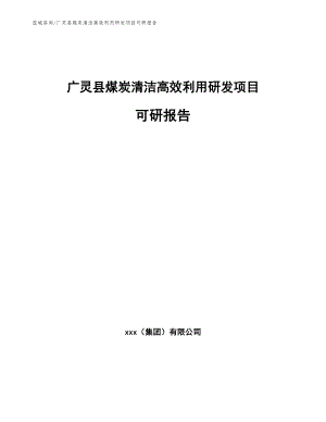 广灵县煤炭清洁高效利用研发项目可研报告_模板范本