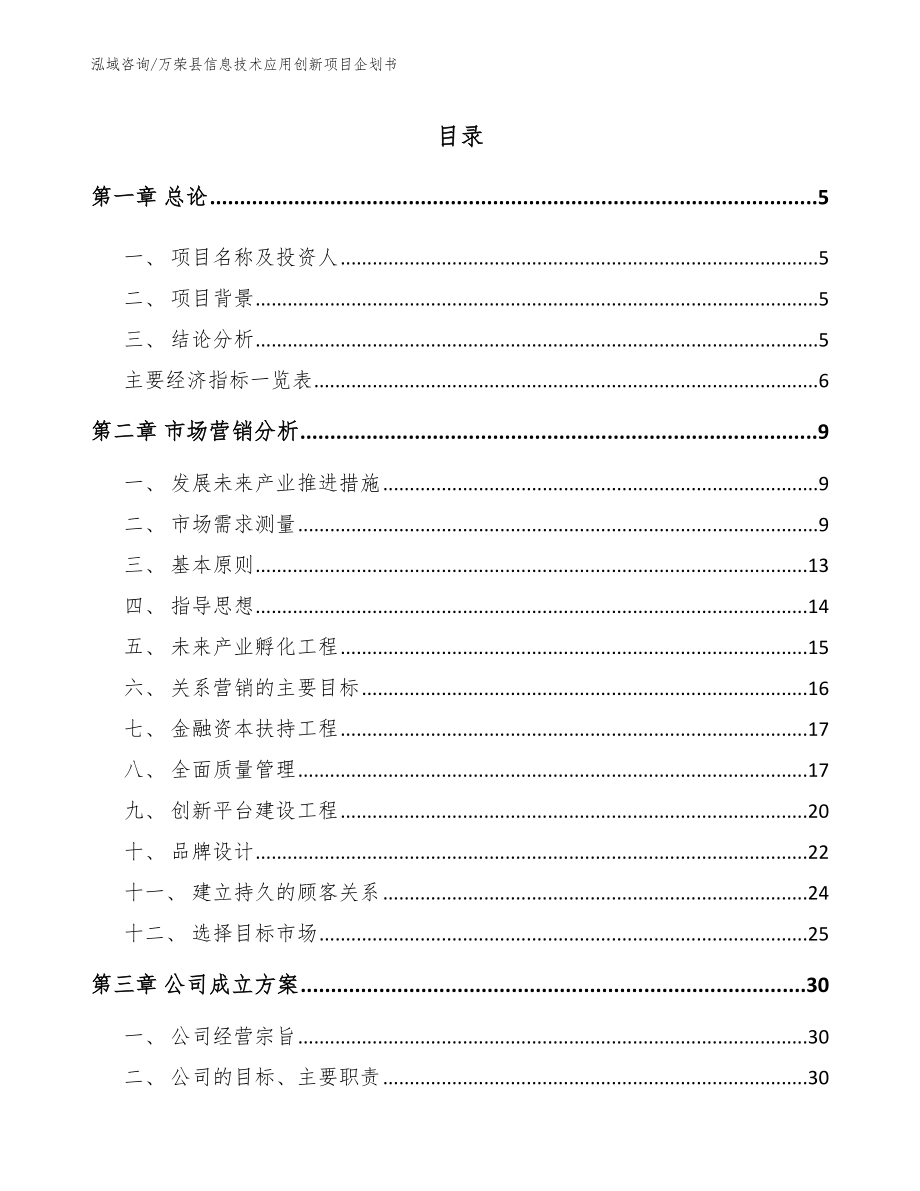 万荣县信息技术应用创新项目企划书（参考范文）_第1页