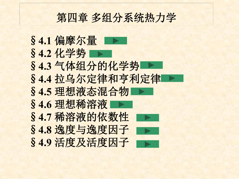 物理化学课件：第四章 多组分系统热力学_第1页