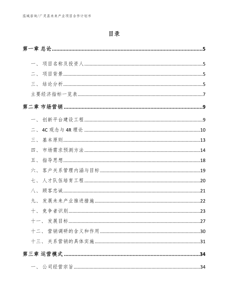 广灵县未来产业项目合作计划书模板_第1页