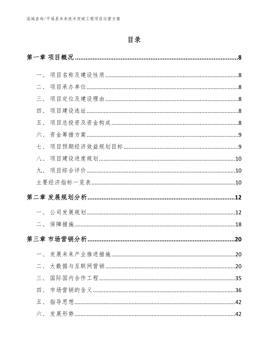 平遥县未来技术突破工程项目运营方案（范文模板）_第1页