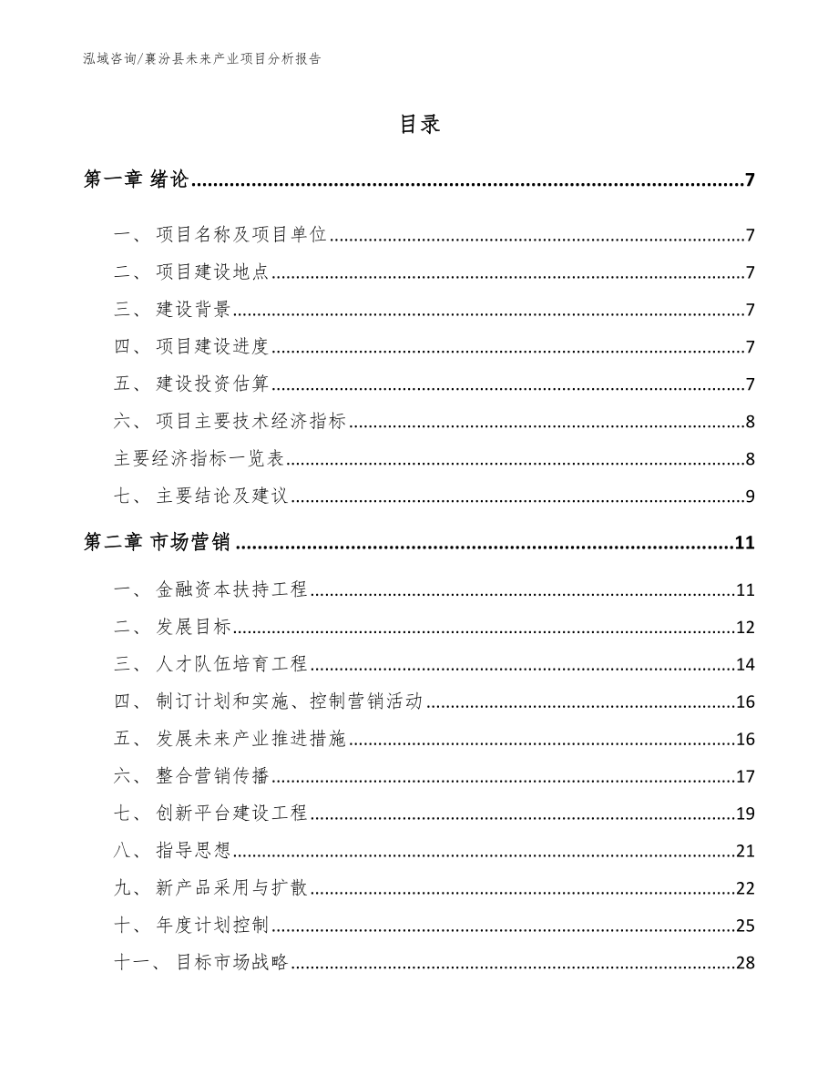 襄汾县未来产业项目分析报告_第1页