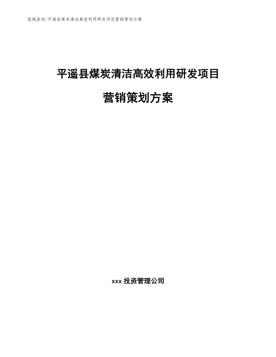 平遥县煤炭清洁高效利用研发项目营销策划方案模板范文_第1页