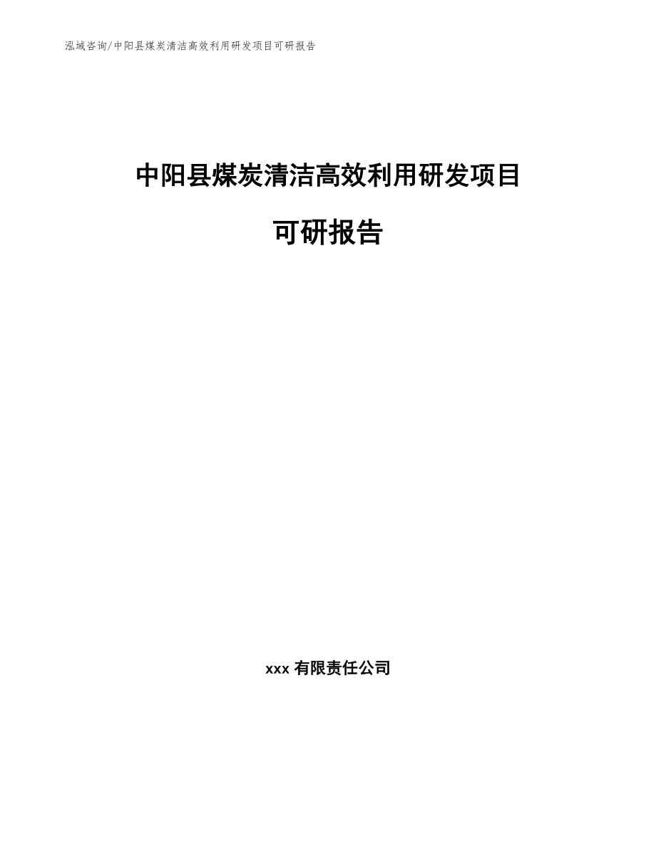中阳县煤炭清洁高效利用研发项目可研报告（参考模板）_第1页