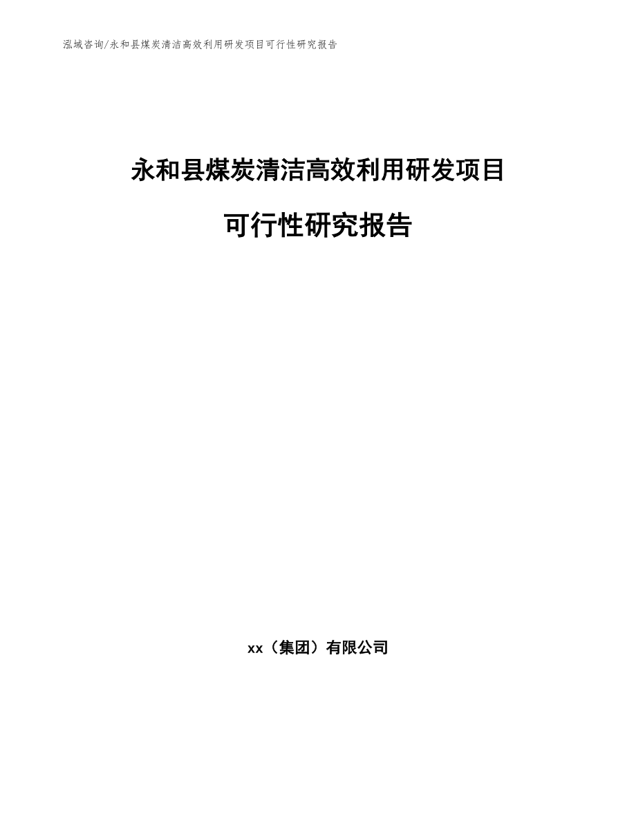 永和县煤炭清洁高效利用研发项目可行性研究报告_模板范本_第1页