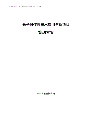 长子县信息技术应用创新项目策划方案（模板参考）