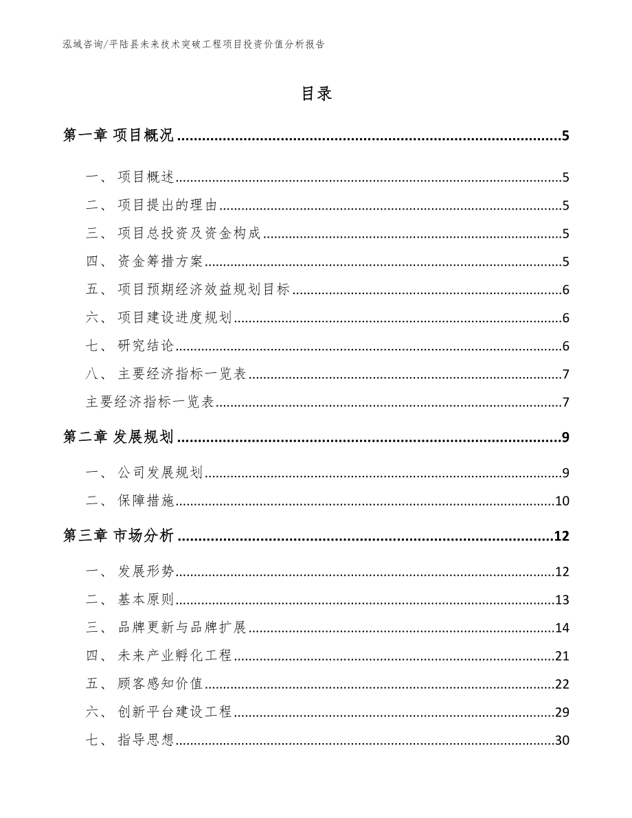 平陆县未来技术突破工程项目投资价值分析报告_第1页