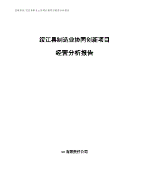 绥江县制造业协同创新项目经营分析报告（参考模板）