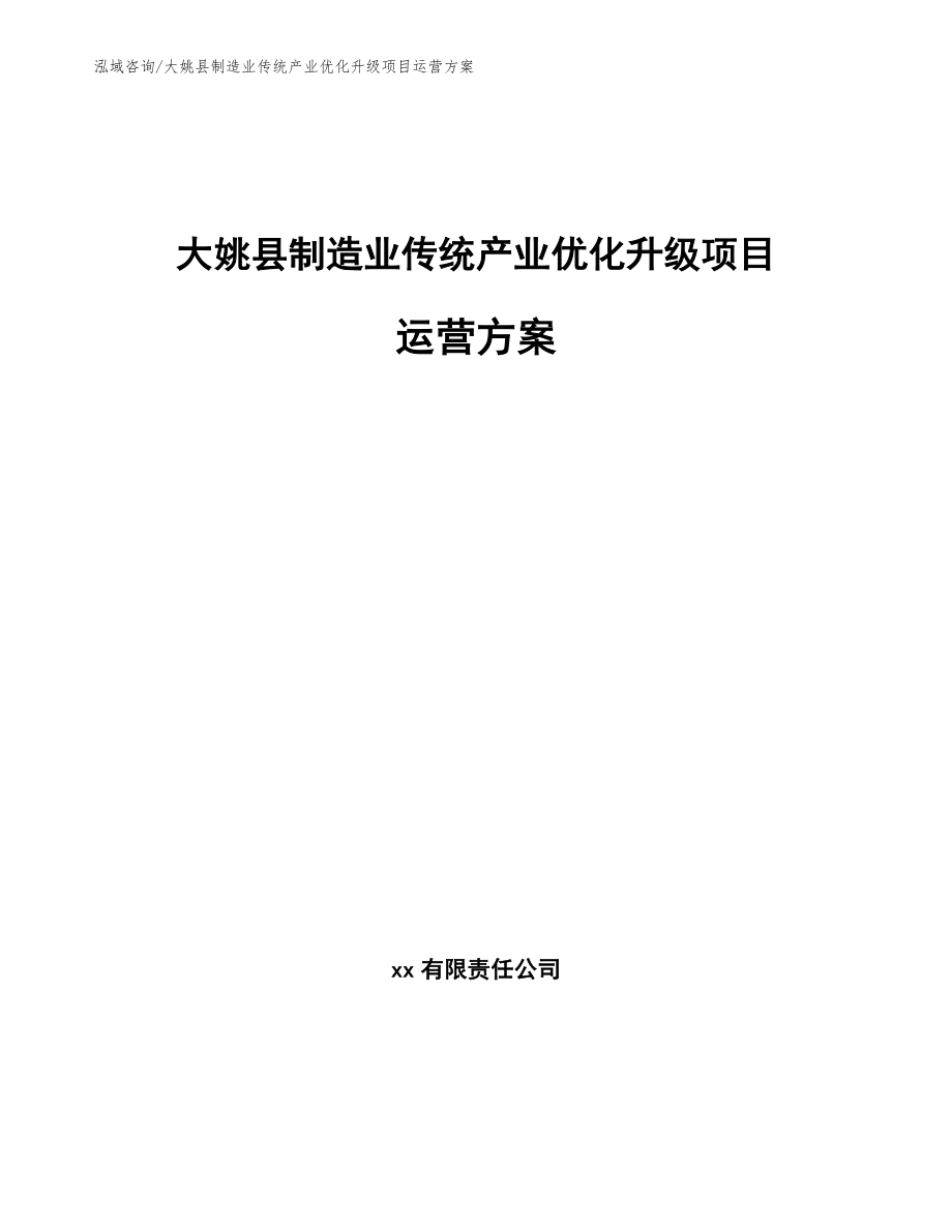大姚县制造业传统产业优化升级项目运营方案_第1页