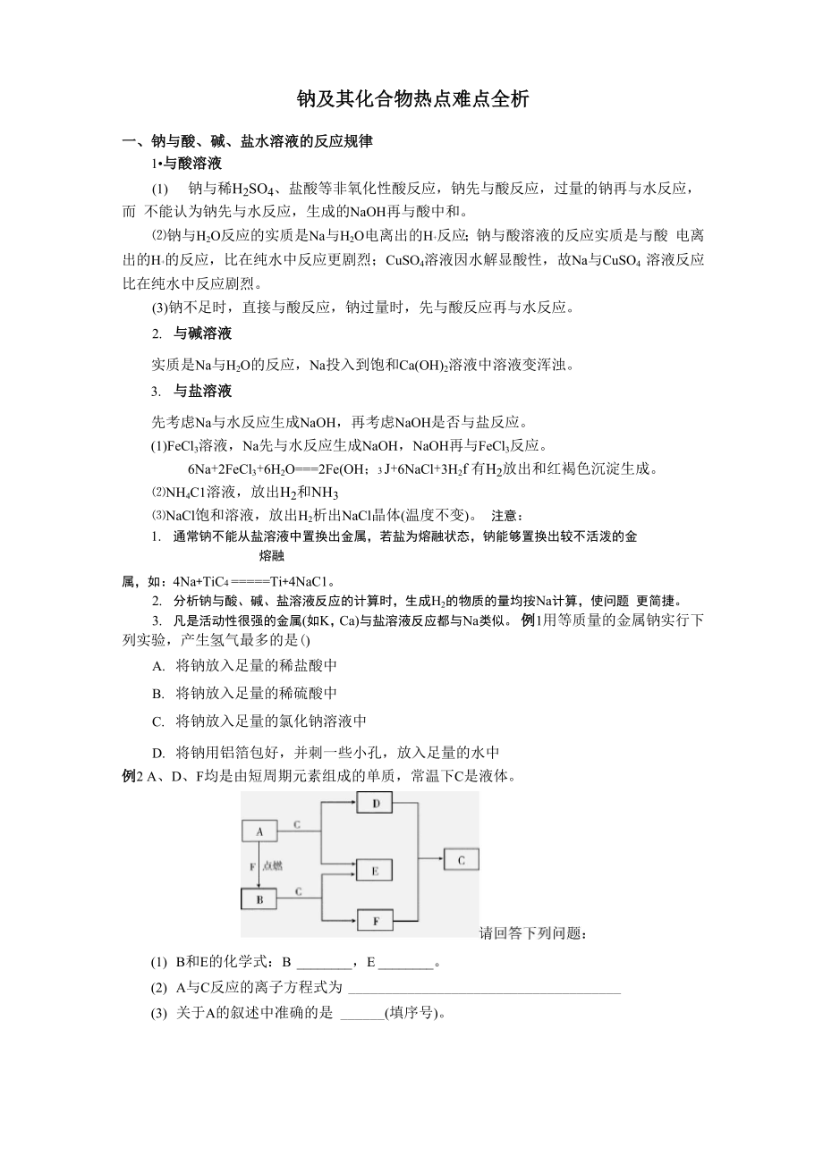 钠及其化合物热点难点全析_第1页