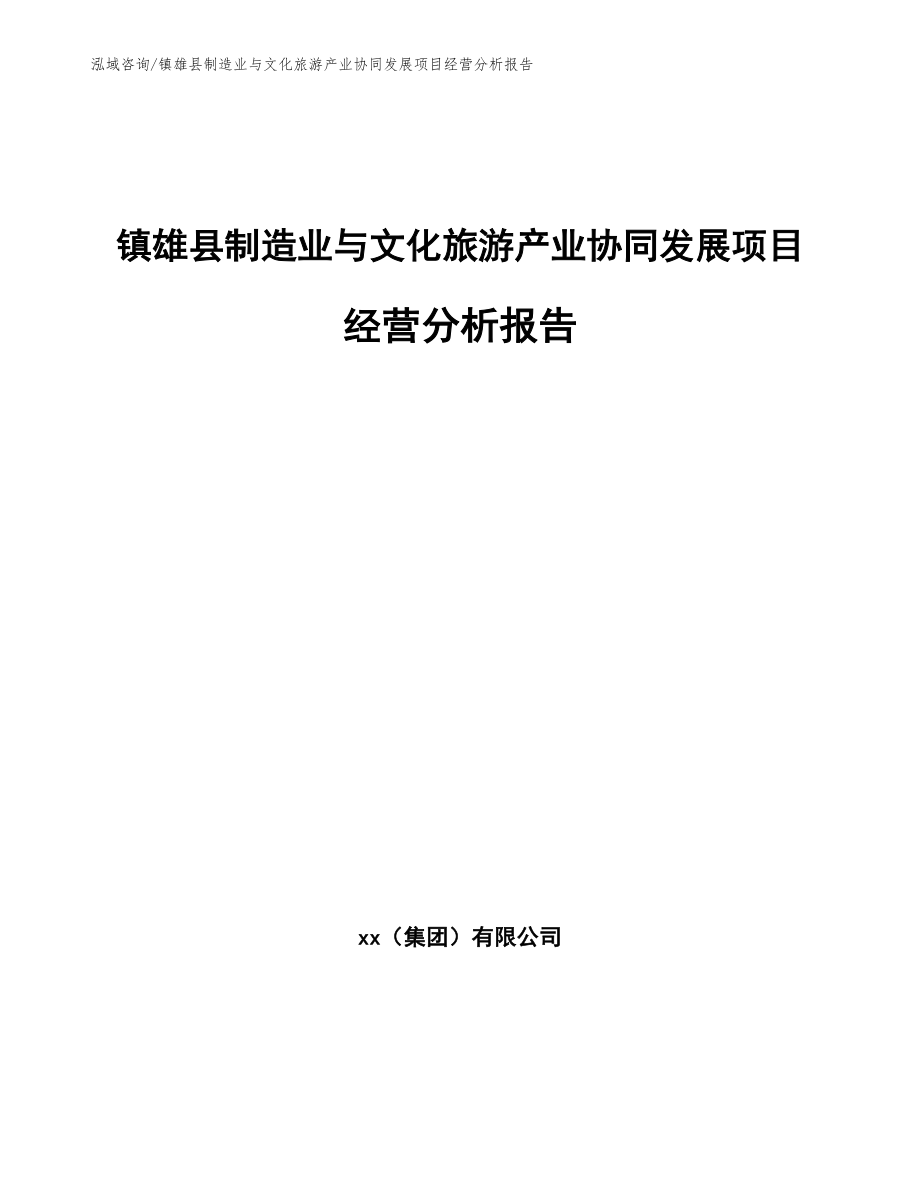 镇雄县制造业与文化旅游产业协同发展项目经营分析报告模板_第1页