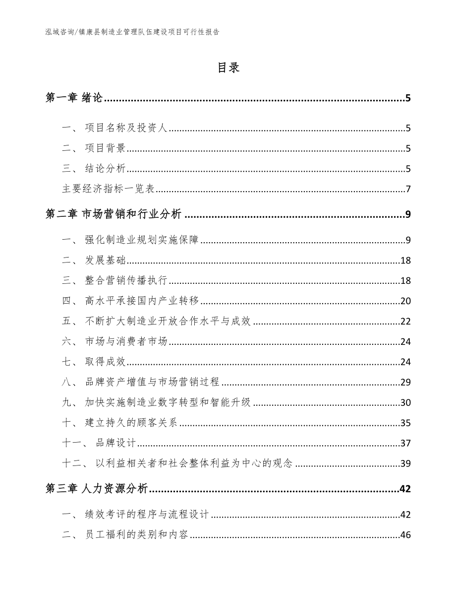 镇康县制造业管理队伍建设项目可行性报告（模板参考）_第1页