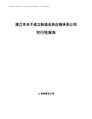 澄江市关于成立制造业供应链体系公司可行性报告（模板范文）