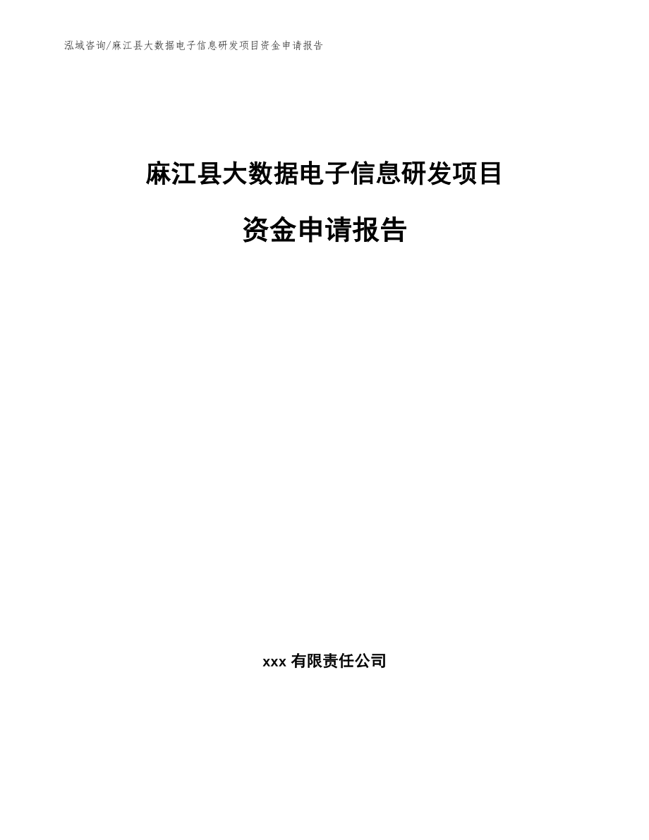 麻江县大数据电子信息研发项目资金申请报告模板参考_第1页