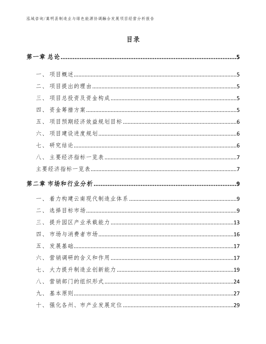 嵩明县制造业与绿色能源协调融合发展项目经营分析报告（参考范文）_第1页